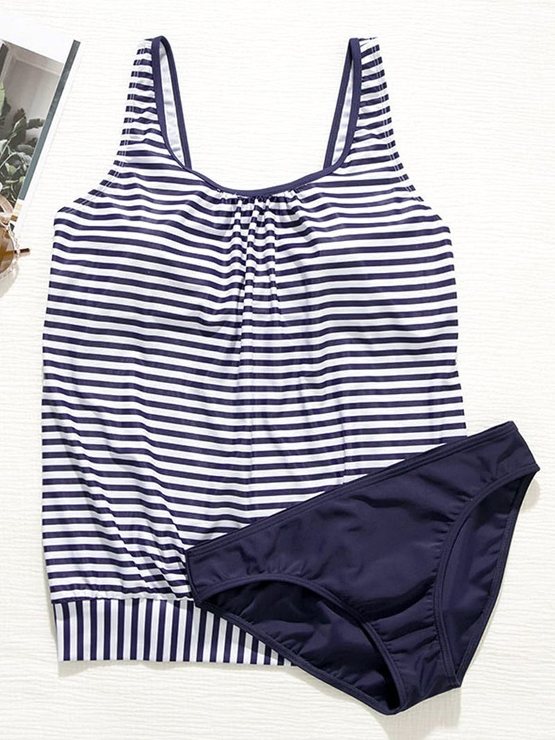 BIKINX Striped Tankini Swimsuits for Women Plus Size Swimwear Tummy Control Two Piece Bathing Suits - Image 2